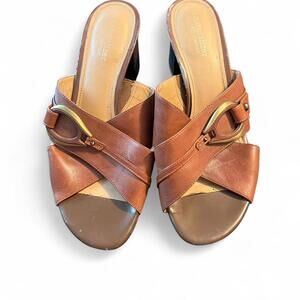 Naturalizer Brown Leather Sandals, Size 8.5 wide.